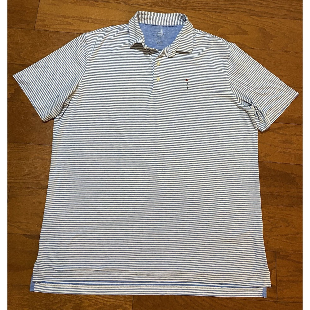 Johnnie-O Polo Shirt Men's XL Blue Featherweight White Blue Performance *Flaw*